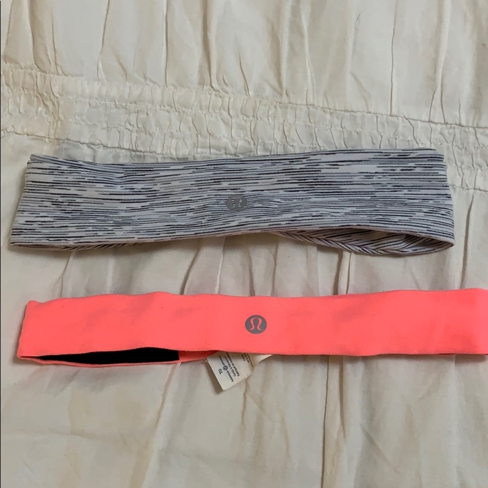 Lululemon Headbands (Set of 2 - Pink & White/Gray)